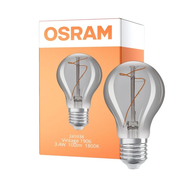 Osram Vintage 1906 LED E27 Pear Filament Smokey 3.4W 100lm - 818 Extra Warm White