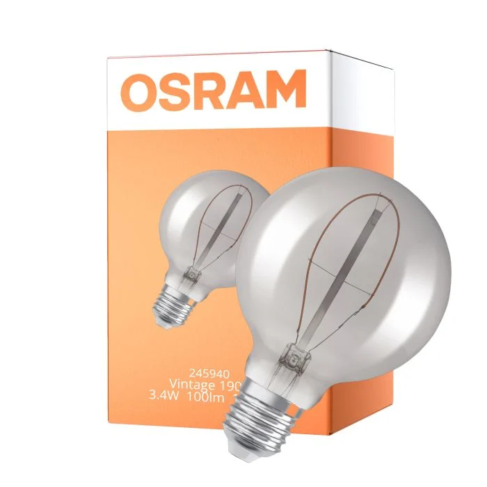Osram Vintage 1906 LED E27 Globe Filament Smokey 95mm 3.4W 100lm - 818 Extra Warm White