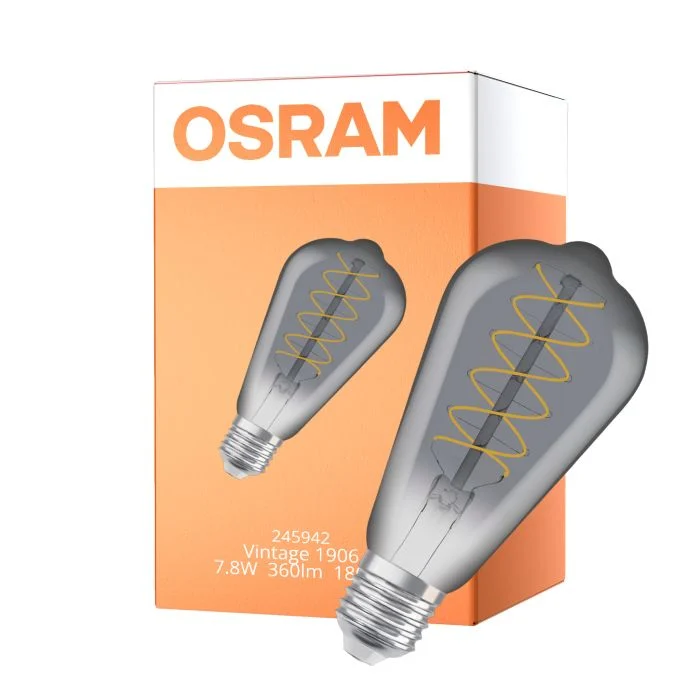 Osram Vintage 1906 LED E27 Edison Filament Smokey 7.8W 360lm - 818 Extra Warm White | Dimmable