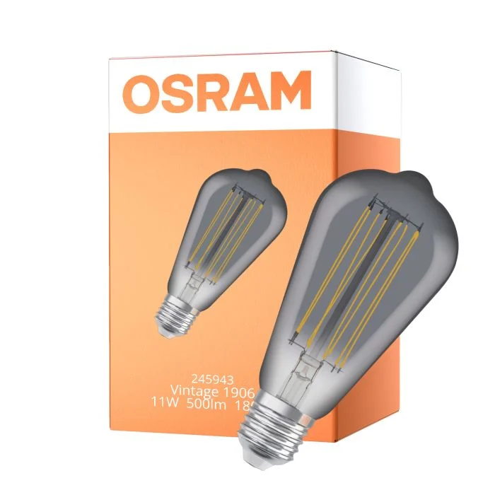 Osram Vintage 1906 LED E27 Edison Filament Smokey 11W 500lm - 818 Extra Warm White | Dimmable