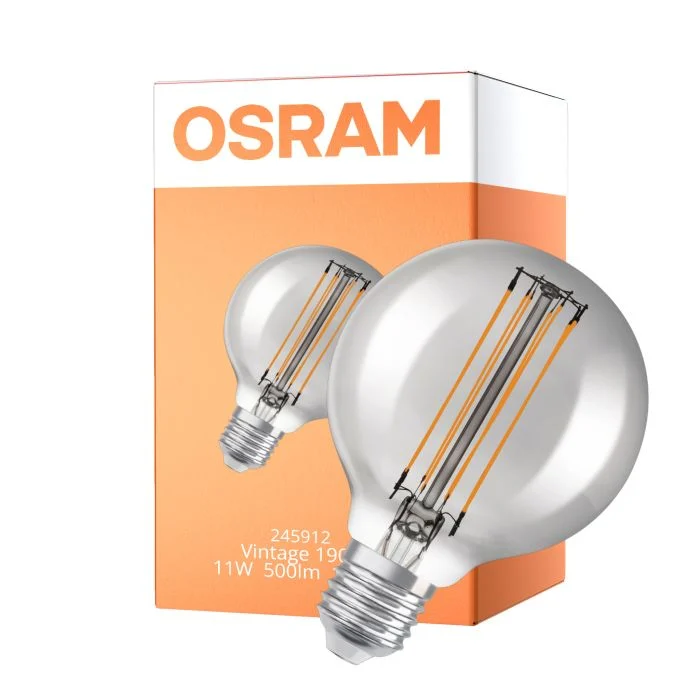 Osram Vintage 1906 LED E27 Globe Filament Smokey 80mm 11W 500lm - 818 Extra Warm White | Dimmable