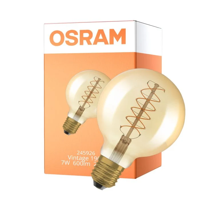 Osram Vintage 1906 LED E27 Globe Filament Gold 95mm 7W 600lm - 822 Extra Warm White | Dimmable