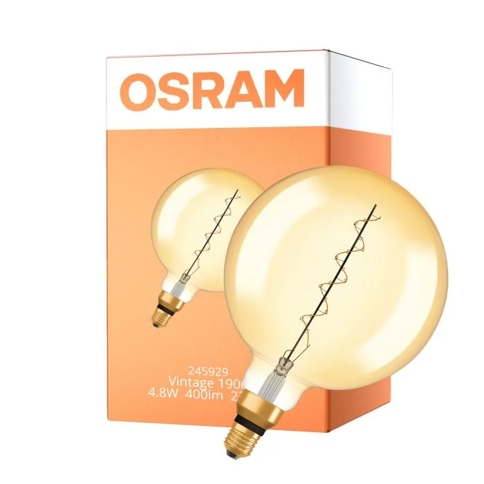 Osram Vintage 1906 LED E27 Globe Filament Gold 200mm 4.8W 400lm - 822 Extra Warm White | Dimmable