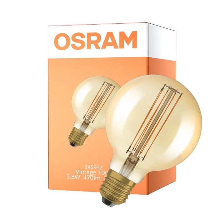 Osram Vintage 1906 LED E27 Globe Con Filamento Oro 95mm 5.8W 470lm - 822 Luz Muy Cálida | Regulable