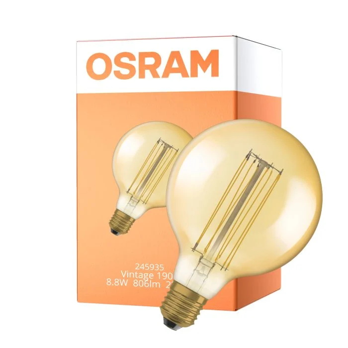 Osram Vintage 1906 LED E27 Globe Filament Gold 125mm 8.8W 806lm - 822 Extra Warm White | Dimmable