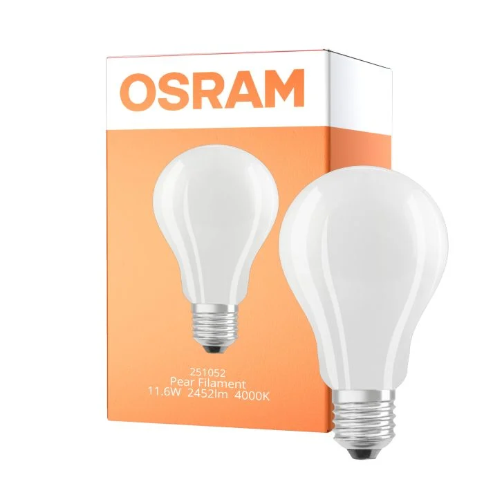 Osram LED Lamps E27 Pera Con Filamento Mate 11.6W 2452lm - 840 Blanco Frio | Reemplazo 150W