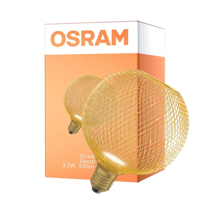 Osram Decor Plano Lamp In Metal Alojamiento LED E27 Globe Mate Oro 3.5W 300lm - 827 Luz Muy Cálida | Reemplazo 25W