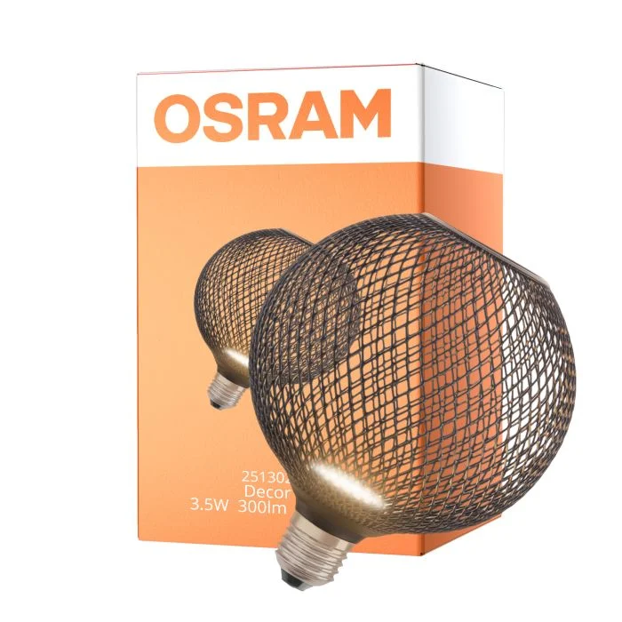 Osram Decor Plano Lamp In Metal Alojamiento LED E27 Globe Mate Negro 3.5W 300lm - 827 Luz Muy Cálida | Reemplazo 25W
