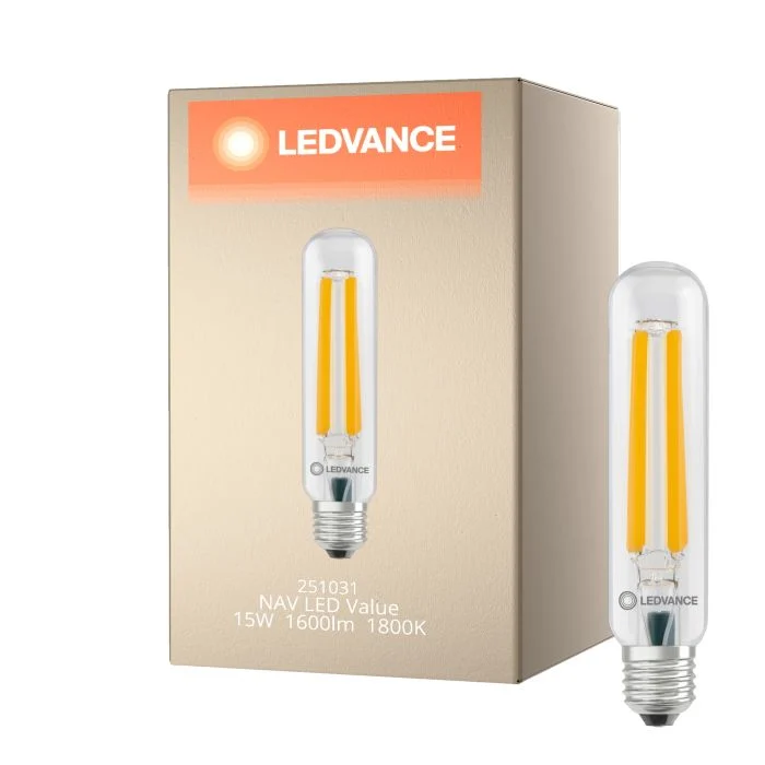Ledvance LED NAV Con Filamento Ámbar E27 15W 1600lm - 718 Luz Muy Cálida | Reemplazo 50W
