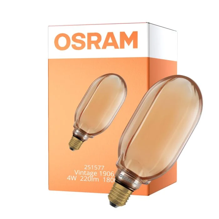 Osram Vintage 1906 LED E27 Globe Con Filamento Oro 100mm 4W 220lm - 818 Luz Muy Cálida | Regulable - Reemplazo 60W