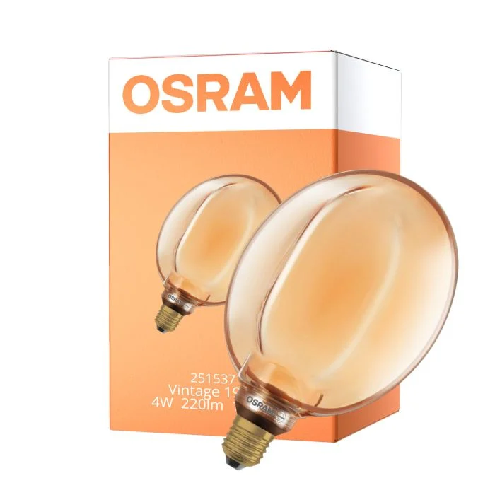 Osram Vintage 1906 LED E27 Globe Con Filamento Oro 183mm 4W 220lm - 818 Luz Muy Cálida | Regulable - Reemplazo 22W
