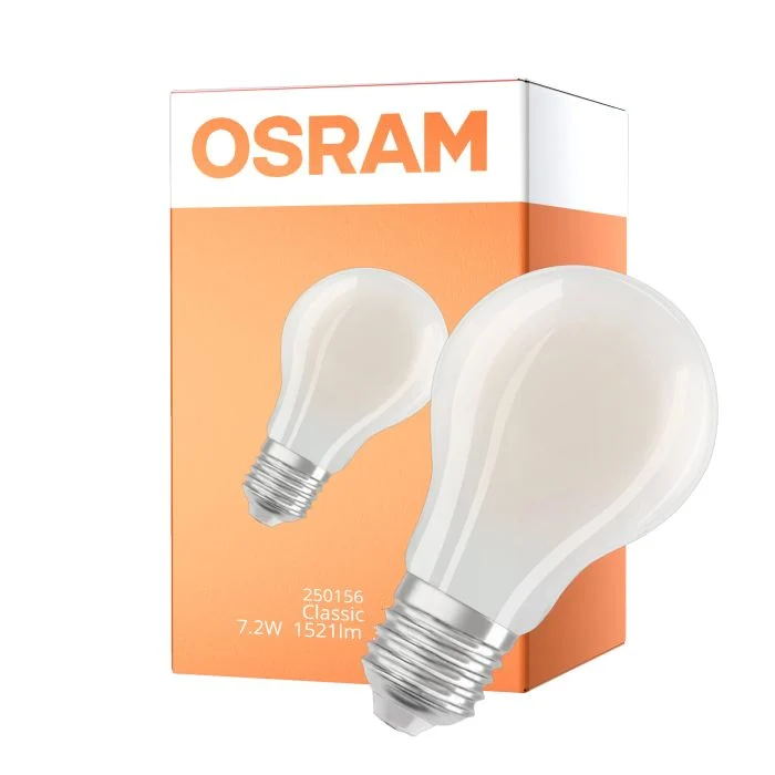 Osram Classic LED E27 Pera Con Filamento Mate 7.2W 1521lm Ultra Efficiency - 830 Luz Cálida | Reemplazo 100W