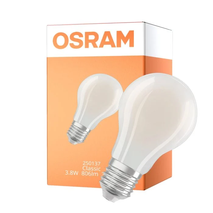 Osram Classic LED E27 Pera Con Filamento Mate 3.8W 806lm Ultra Efficiency - 830 Luz Cálida | Reemplazo 60W