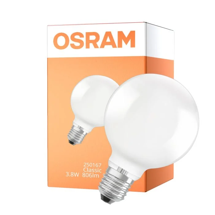 Osram Classic LED E27 Globe Con Filamento Mate 3.8W 806lm Ultra Efficiency - 830 Luz Cálida | Reemplazo 60W