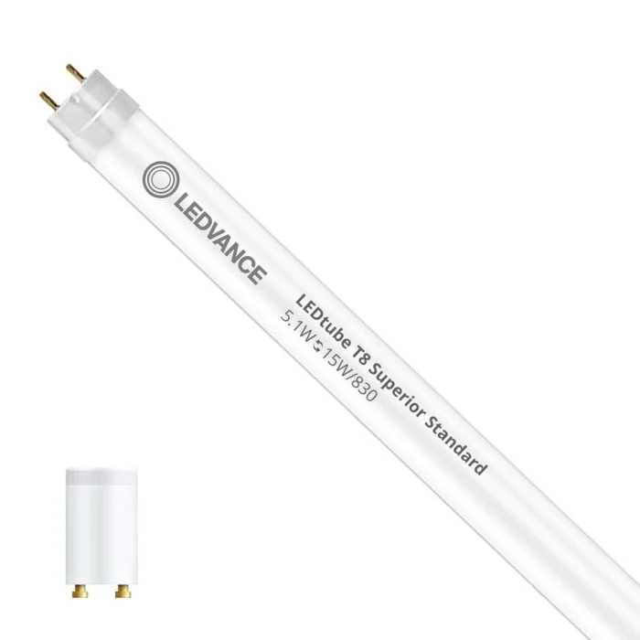 Ledvance Tubo LED T8 Superior (EM/Mains) Standard Output 5.1W 810lm - 830 Luz Cálida | 44cm - Reemplazo 15W