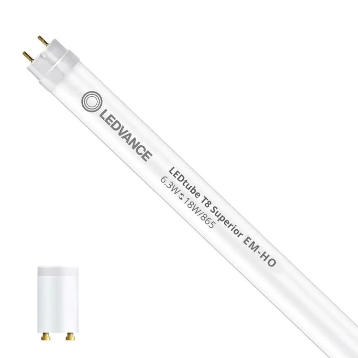 Ledvance Tubo LED T8 Superior (EM/Mains) High Output 6.3W 1100lm - 865 Luz De Día | 60cm - Reemplazo 18W