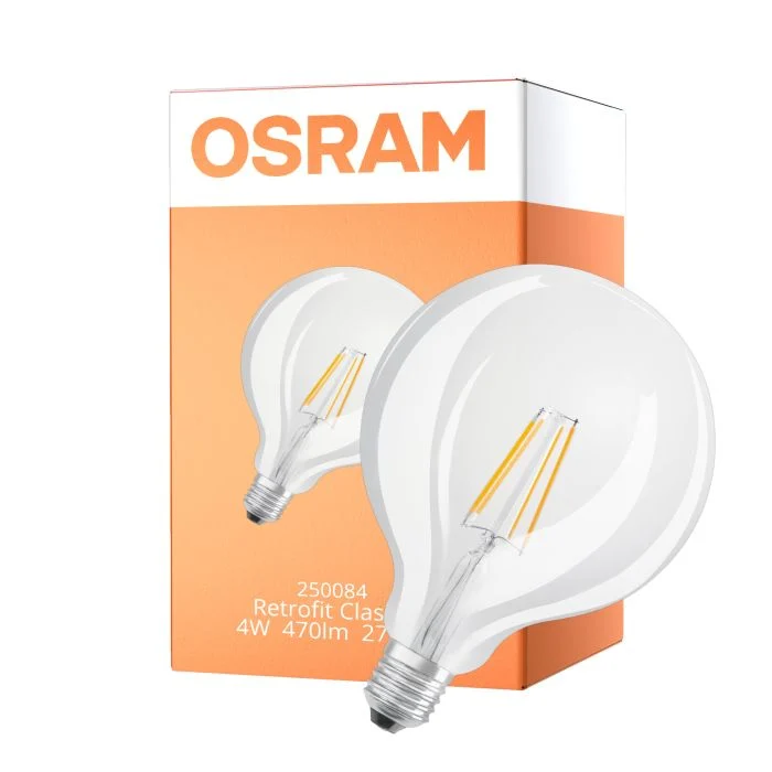 Osram Classic LED E27 Globe Con Filamento Clara 4W 470lm - 827 Luz Muy Cálida | Reemplazo 40W - UKCA Versión