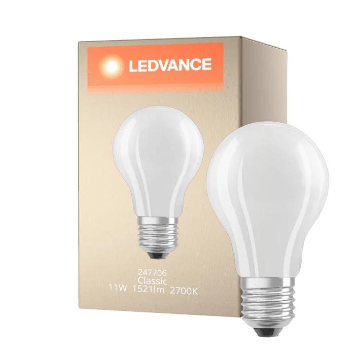 Ledvance Classic LED E27 Pera con Filamento Mate 11W 1521lm - 927 Luz muy Cálida | Mejor reproducción de color - Regulable - Reemplazo 100W