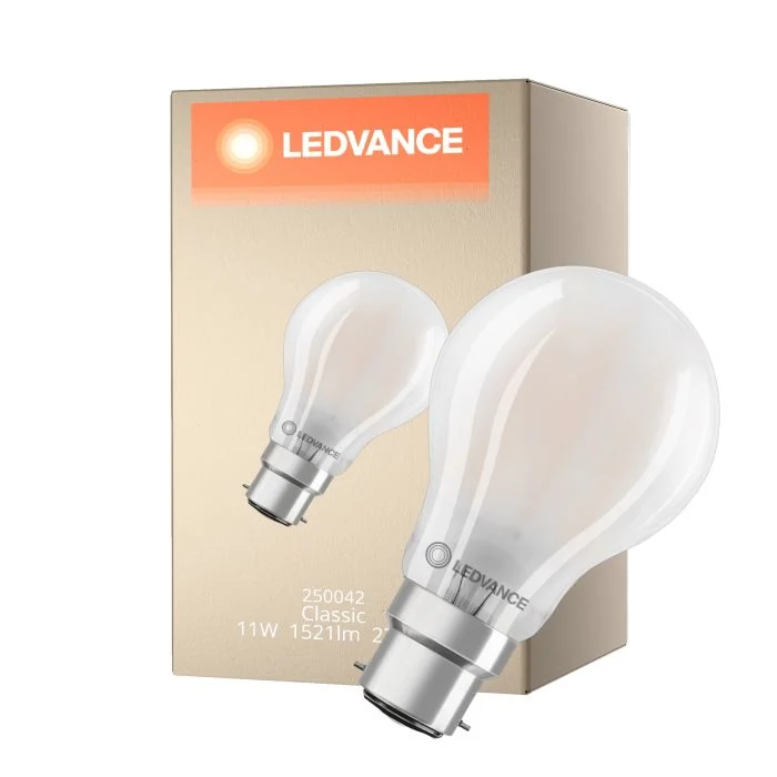 Ledvance Classic LED B22d Pera Con Filamento Mate 11W 1521lm - 927 Luz Muy Cálida | Mejor Reproducción De Color - Regulable - Reemplazo 100W