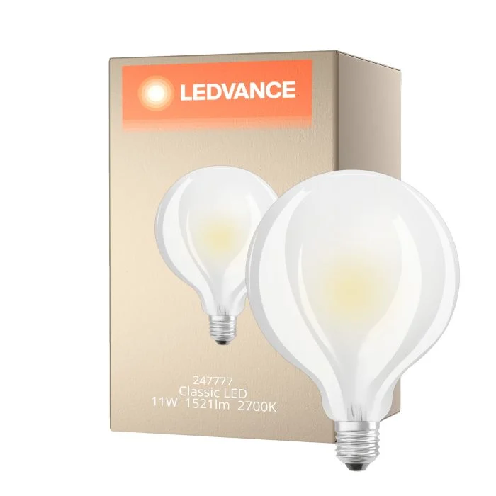 Ledvance Classic LED E27 Globe con Filamento Mate 11W 1521lm - 927 Luz muy Cálida | Mejor reproducción de color - Regulable - Reemplazo 100W