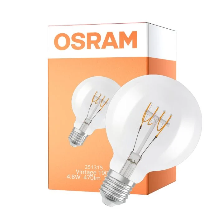Osram Vintage 1906 LED E27 Globe Con Filamento Clara 4.8W 470lm - 827 Luz Muy Cálida | Regulable - Reemplazo 40W