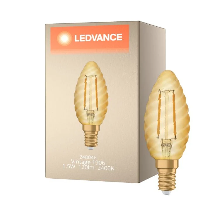 Ledvance Vintage 1906 LED E14 Vela Oro 1.5W 120lm - 824 Luz Muy Cálida | Reemplazo 12W