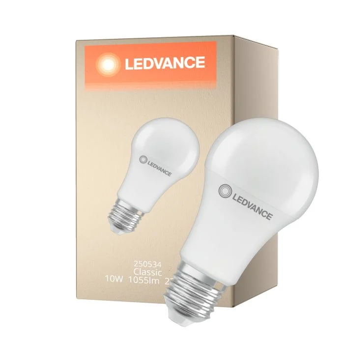 Ledvance Classic LED E27 Pera Mate 10W 1055lm - 827 Luz Muy Cálida | Sensor De Movimiento Y Luz - Reemplazo 75W