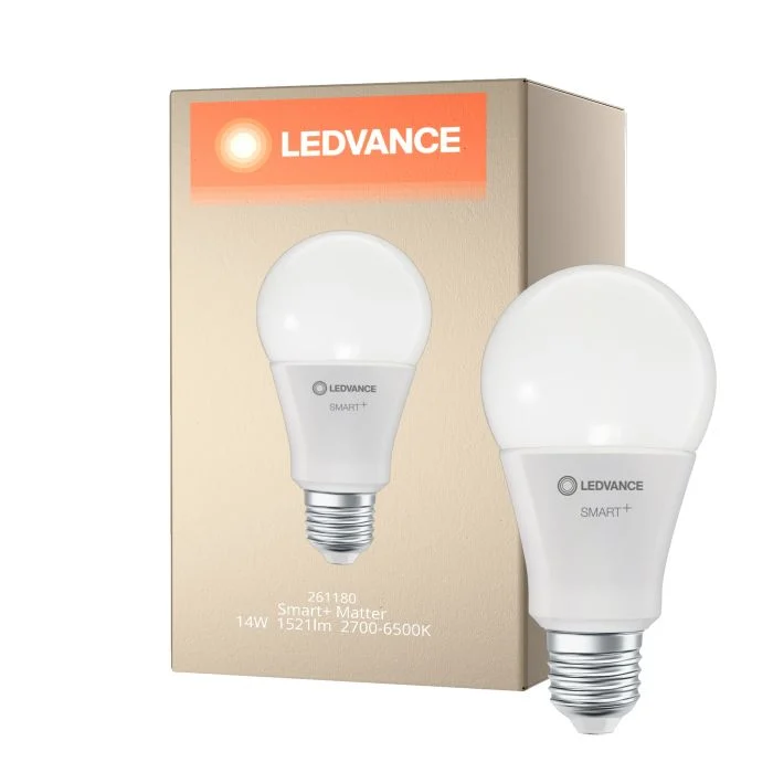 Ledvance Smart+ Mateer E27 A70 14W 1521lm - 827-865 Ajustable Blanco | RGBW - Regulable - Reemplazo 100W