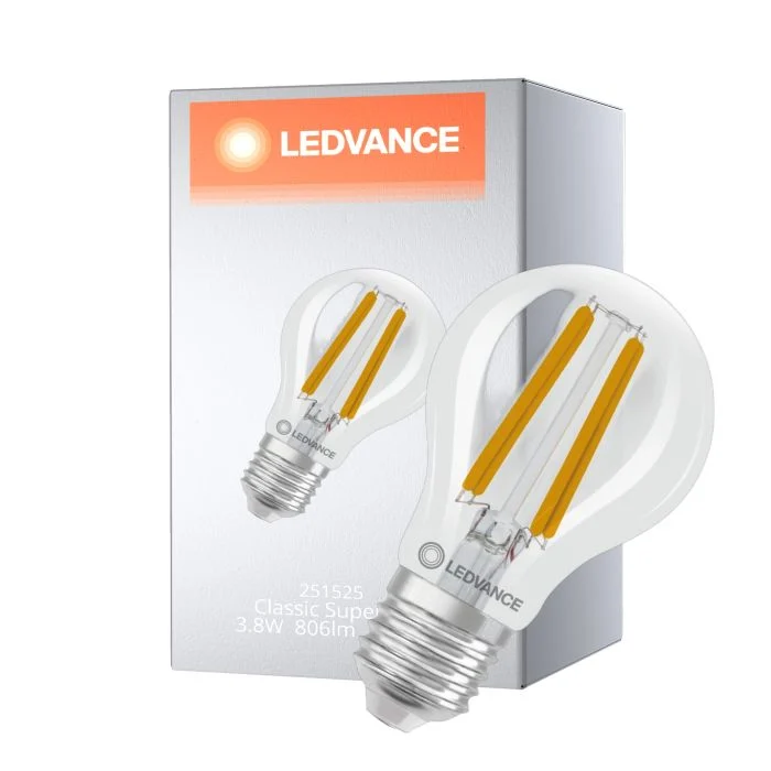 Ledvance Classic Superior LED Bulbo E27 Pera Con Filamento Clara 3.8W 806lm - 840 Blanco Frio | Reemplazo 60W