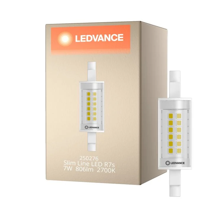Ledvance Slim Line LED R7s 78mm Clara 7W 806lm - 827 Luz Muy Cálida | Reemplazo 60W