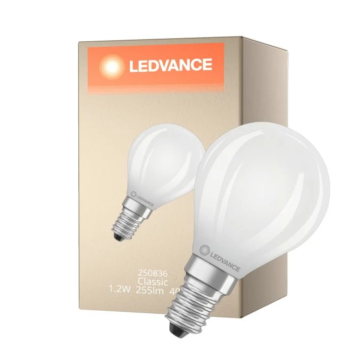 Ledvance LED Classic E14 Pera Con Filamento Mate 1.2W 255lm - 840 Blanco Frio | Reemplazo 25W