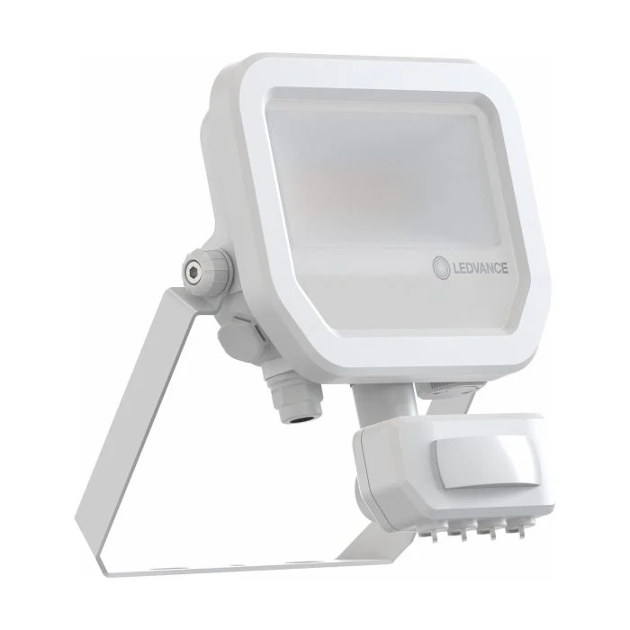 Ledvance Proyector LED Aluminium Blanco 8W 1100lm 100D - 830 Luz Cálida | IP65 - Sensor De Movimiento Y Luz - Simétrico