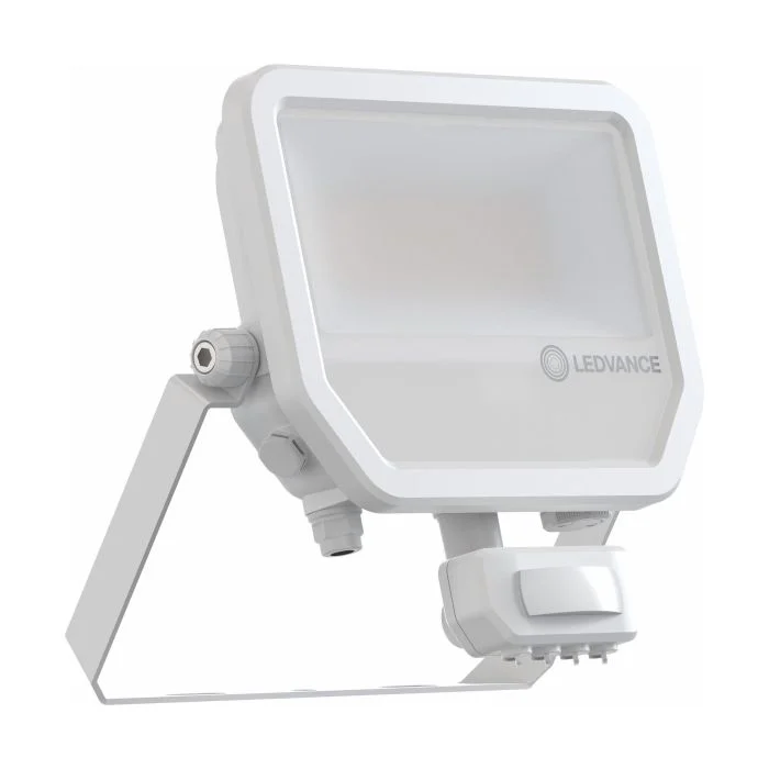 Ledvance Proyector LED Aluminium Blanco 41W 5500lm 100D - 830 Luz Cálida | IP65 - Sensor De Movimiento Y Luz - Simétrico