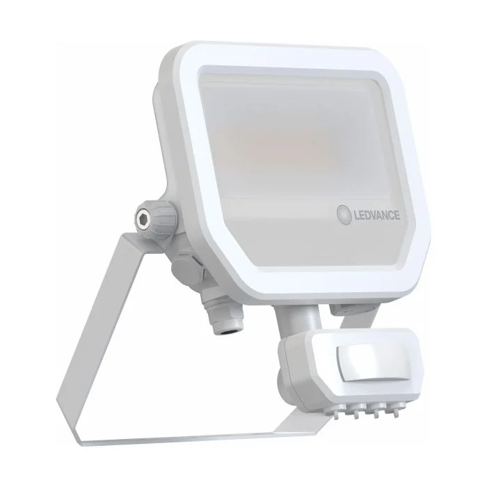 Ledvance Proyector LED Aluminium Blanco 17W 2200lm 100D - 830 Luz Cálida | IP65 - Sensor De Movimiento Y Luz - Simétrico