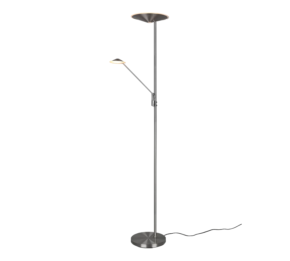 Lámpara de pie Trio Brantford LED níquel mate regulable 180cm 4
