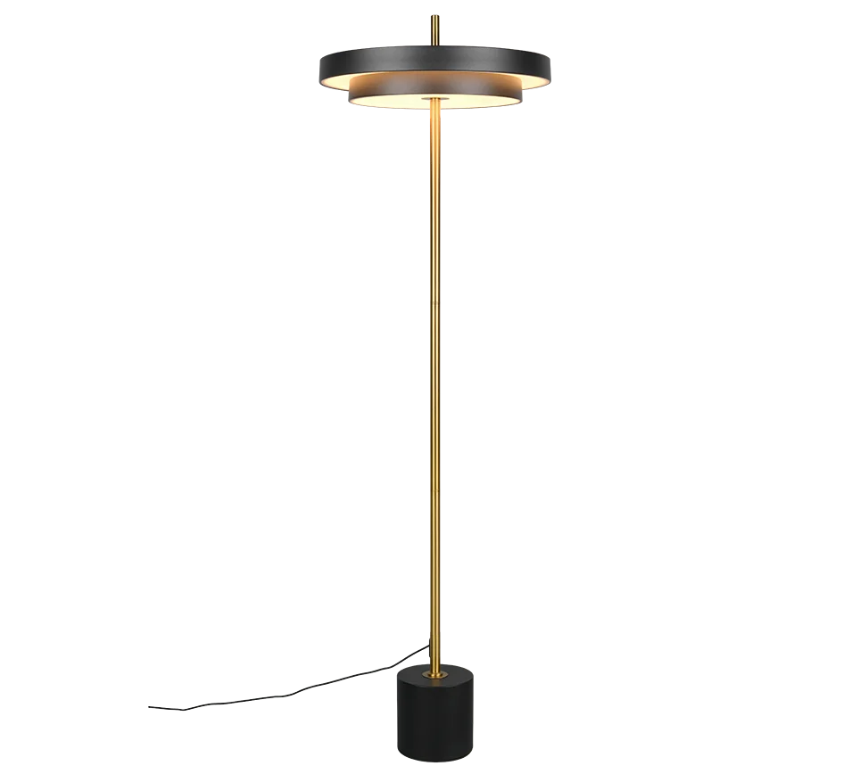 Lámpara de pie Keaton Trio negro y dorado LED Ø40cm 21W 440210180