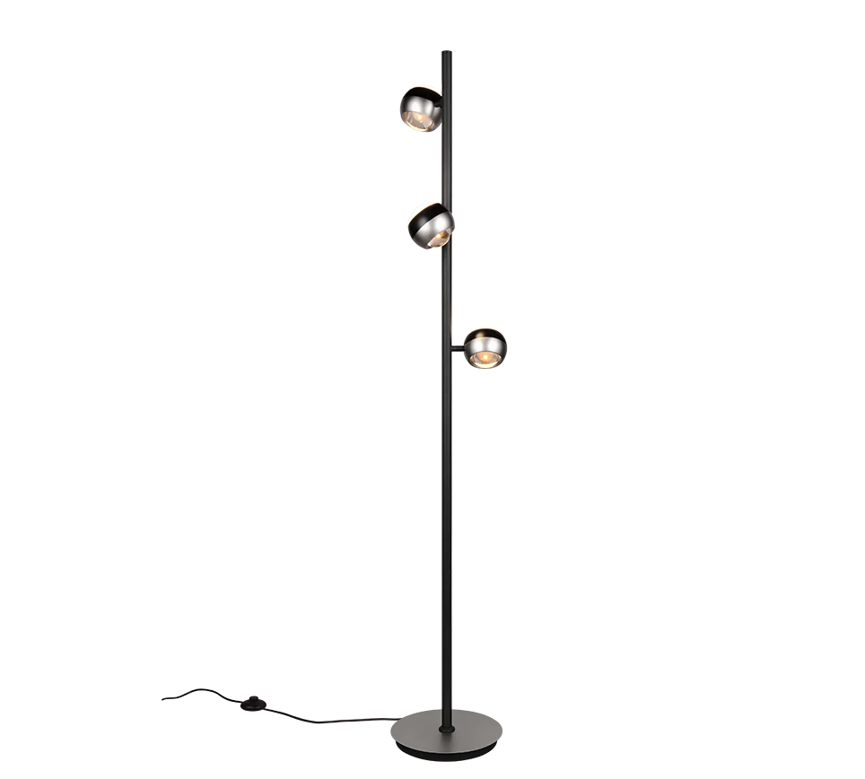 Lámpara de pie Orbit Trio níquel mate LED 2300K Ø25cm 8W 444410307