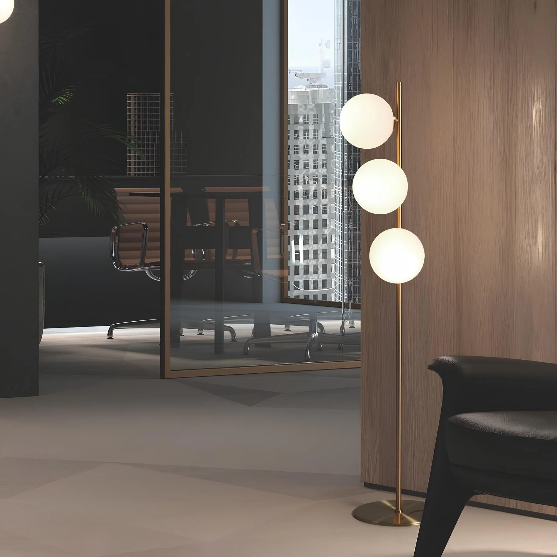 Lámpara de pie de salón MDC Rondo E27 cristal blanco IP20 20W 578046101