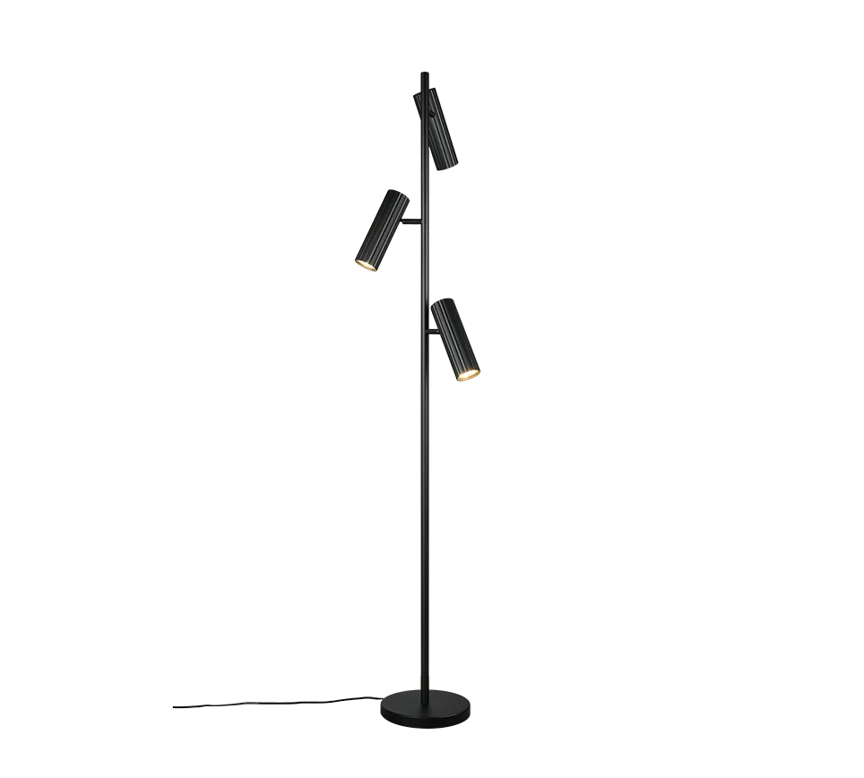Lámpara de pie Soka Trio negro mate GU10 Ø37cm 467700332