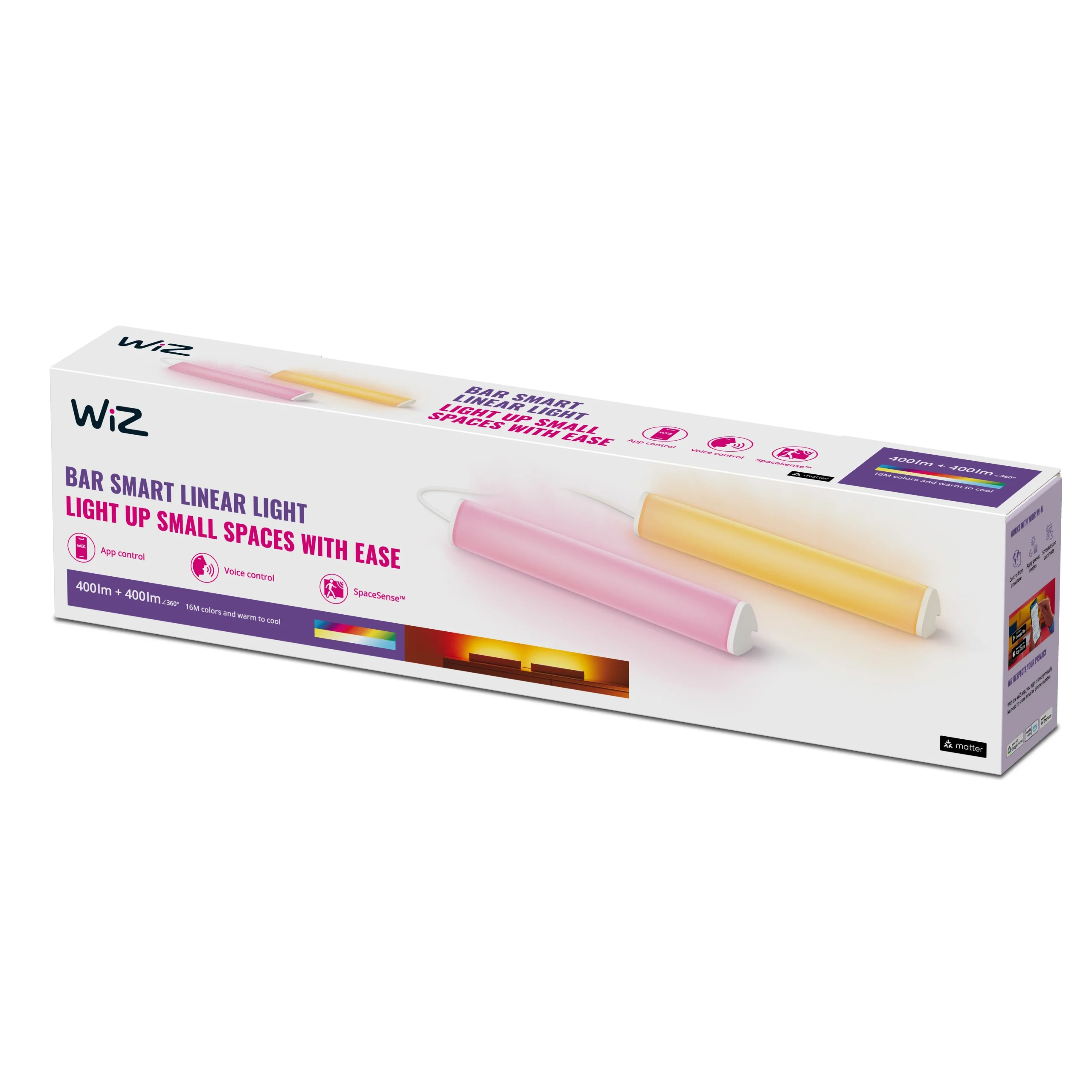 WiZ White and Color Ambiance Lámpara de mesa RGBW 10,5W 800lm (2 uds) 95