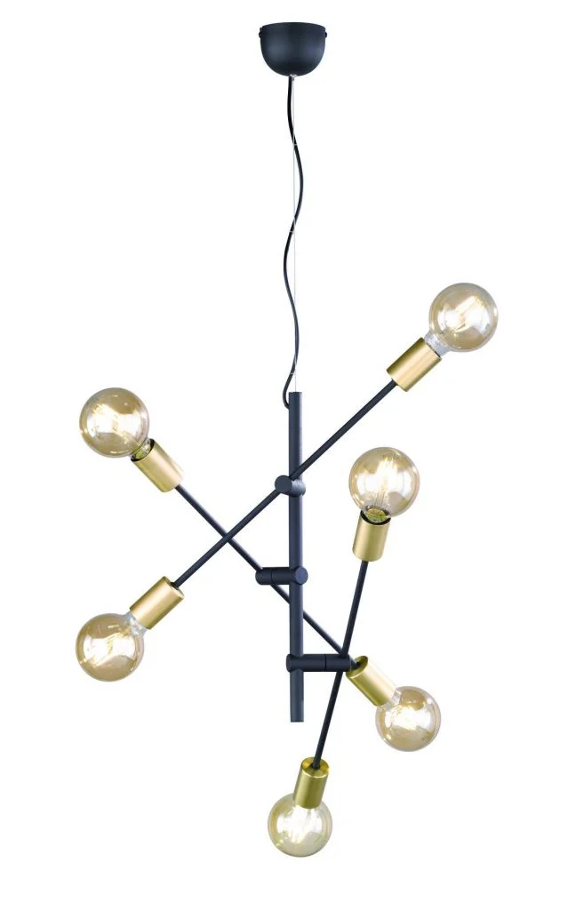Lámpara de techo colgante Trio Cross 6 luces negro mate 150cm 3