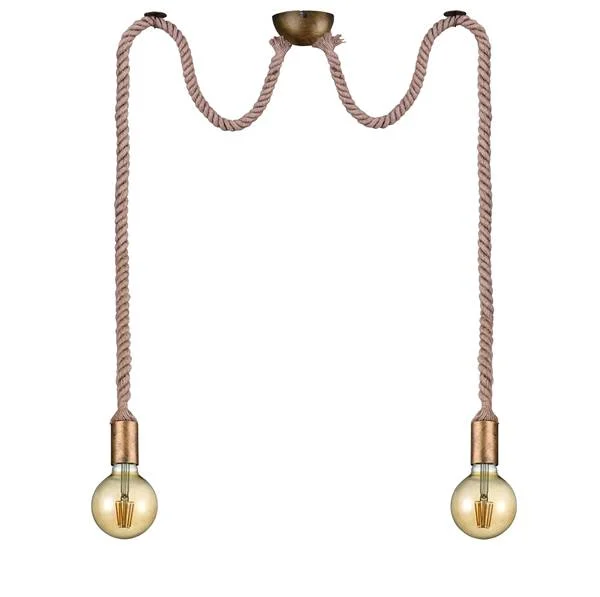 Lámpara de techo colgante Trio Rope 2 luces bronce viejo 150cm 3