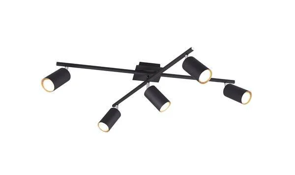 Plafón de techo Trio Marley 5 luces negro mate 77,4cm 6