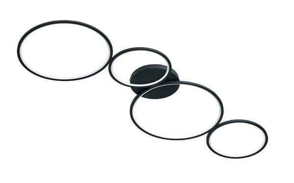 Plafón de techo Trio Rondo grande LED negro mate 3000K regulable 97cm 6