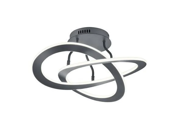 Plafón de techo Trio Oakland LED antracita 3000K regulable Ø53cm 6