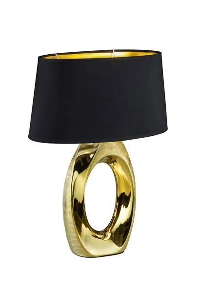 Lámpara de sobremesa grande Trio Taba cerámica dorado 52cm R