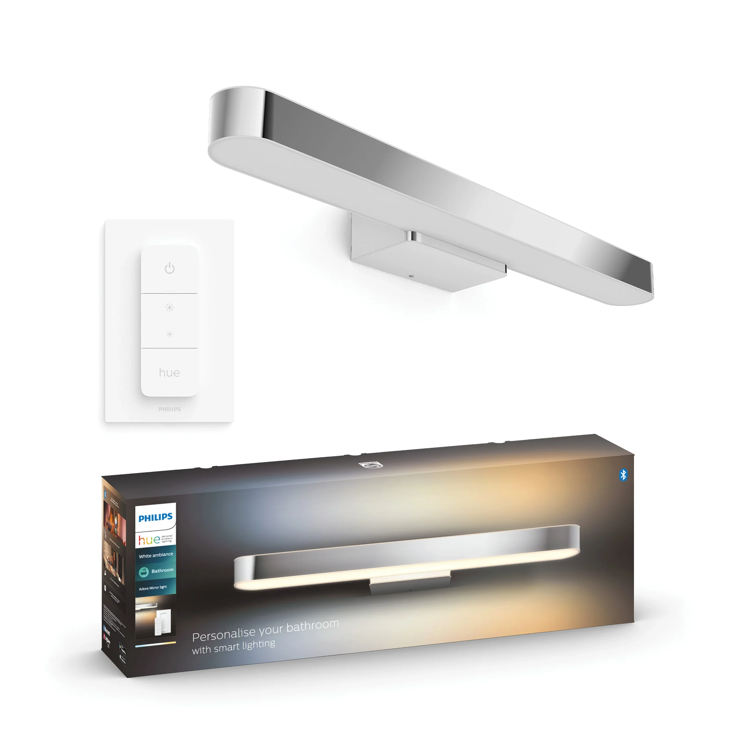 Philips Hue Luz de espejo baño Adore plata White Ambiance 25W IP44 2900lm