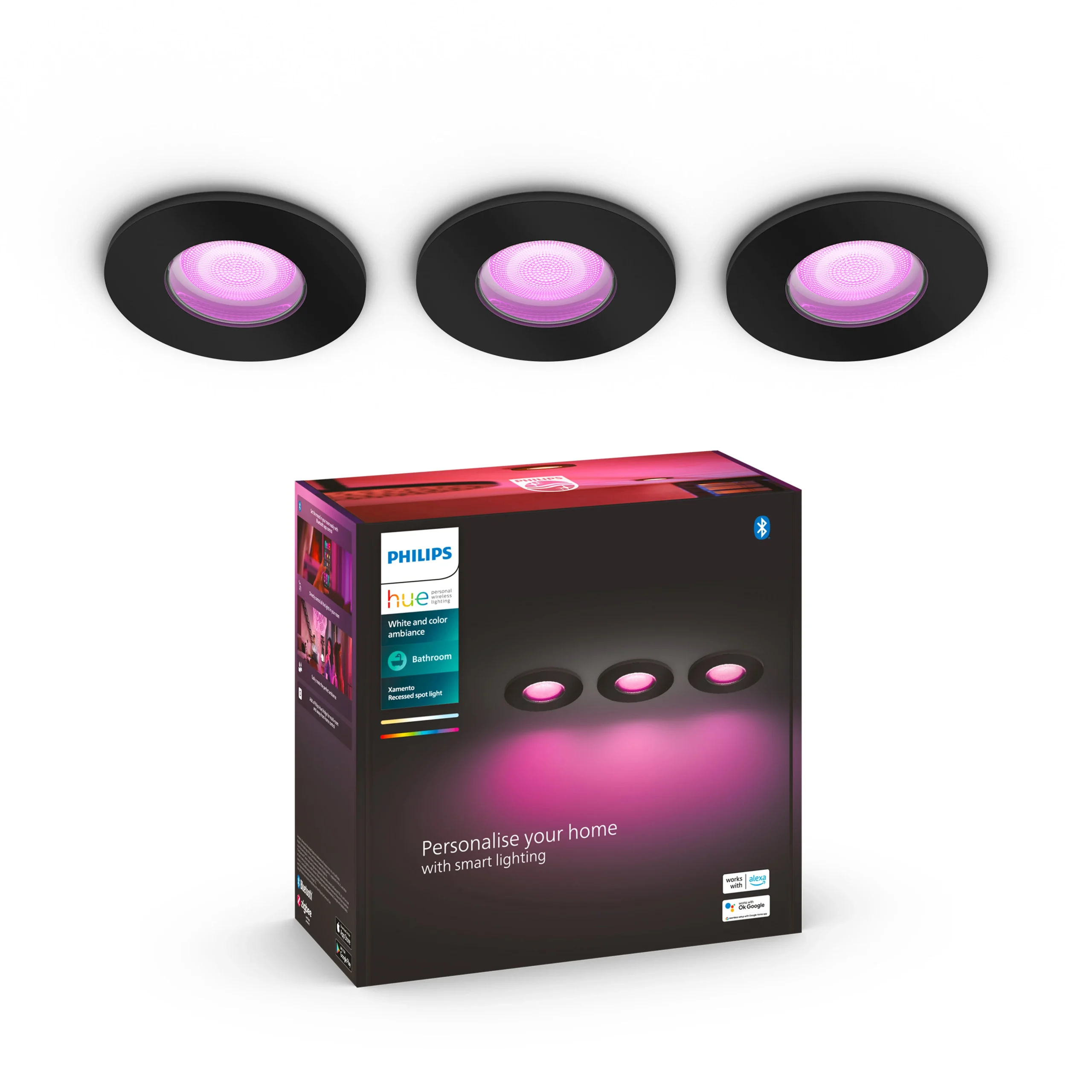 Philips Hue White and Color Ambiance RGBW Empotrable Xamento negro RGBW 6W IP44 87195