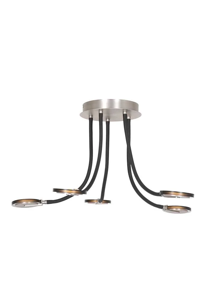 5 luces techo modernas Steinhauer Turound acero y transparente y negro