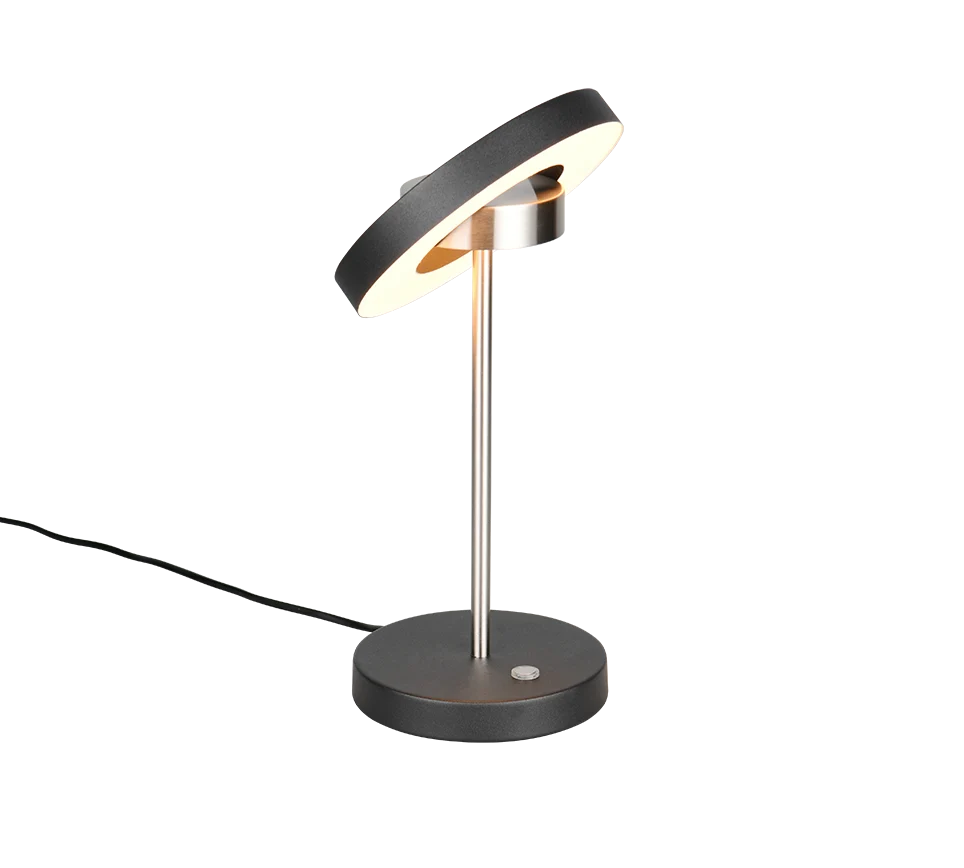 Lámpara de sobremesa Guano Trio níquel mate LED 2300K Ø18cm 12W 534410107